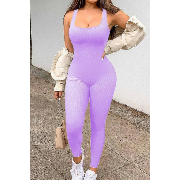 Seamless Ribbed Tank Jumpsuit Image 1