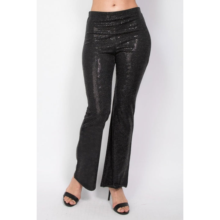 Sequined Fit and Flare Midrise Pants Image 1