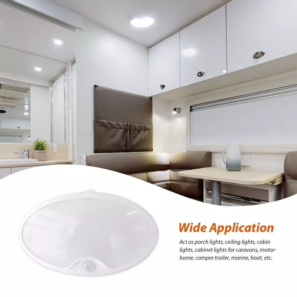 12V 6inch LED Single Motion Sensor Pancake Light RV Boat Ceiling Down Light Fixture Image 2