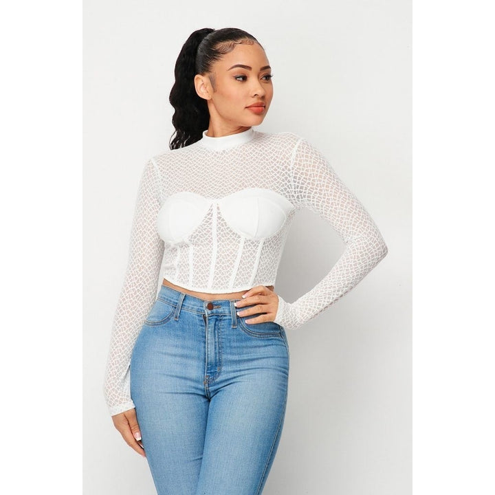 Sexy Mesh Mock Neck Top Image 3