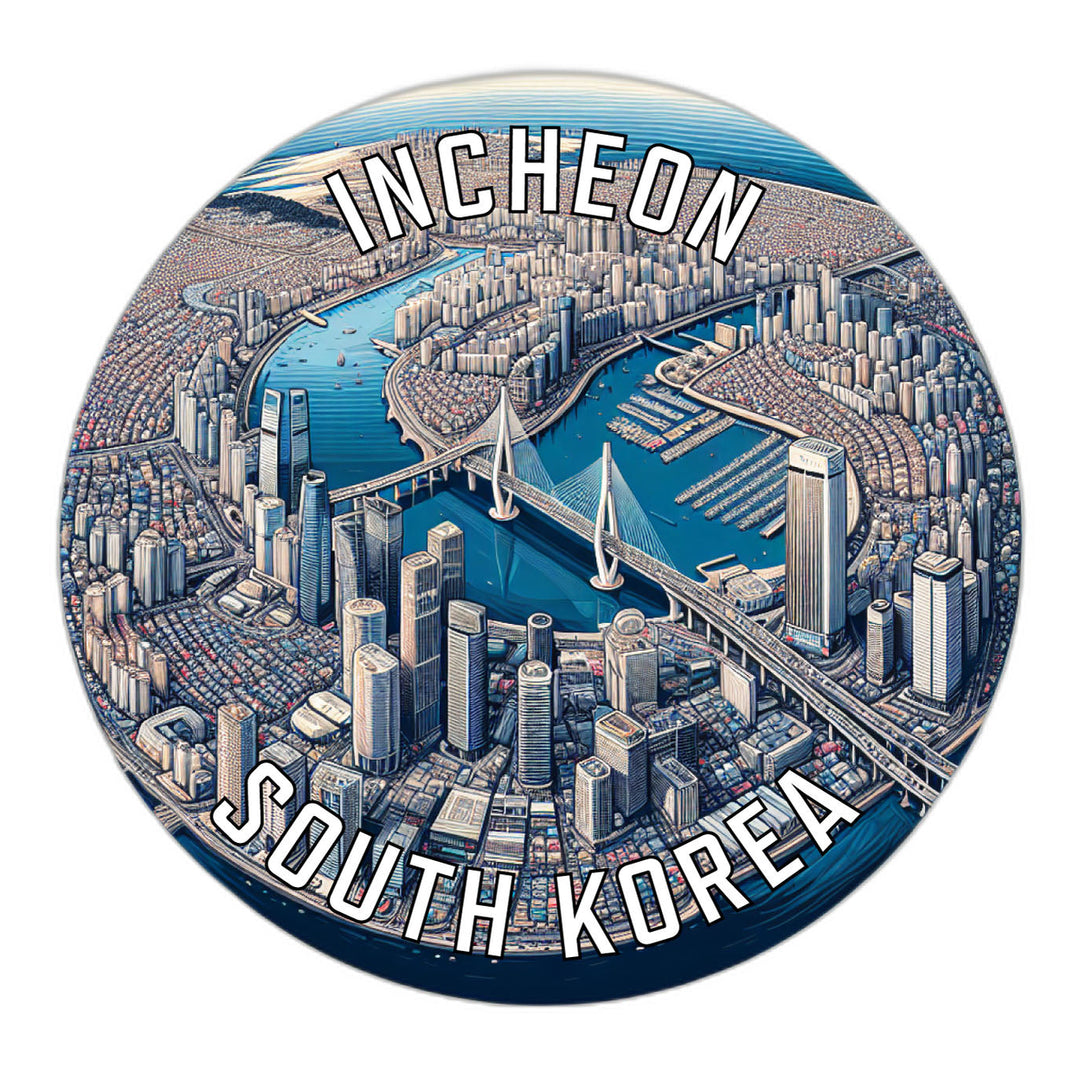 Incheon Korea South Souvenir Die Cut Flat Magnet Image 1