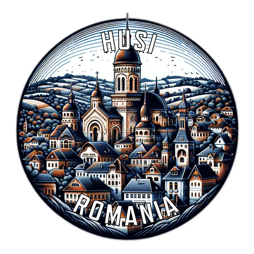 Husi Romania Souvenir Die Cut Flat Magnet Image 1