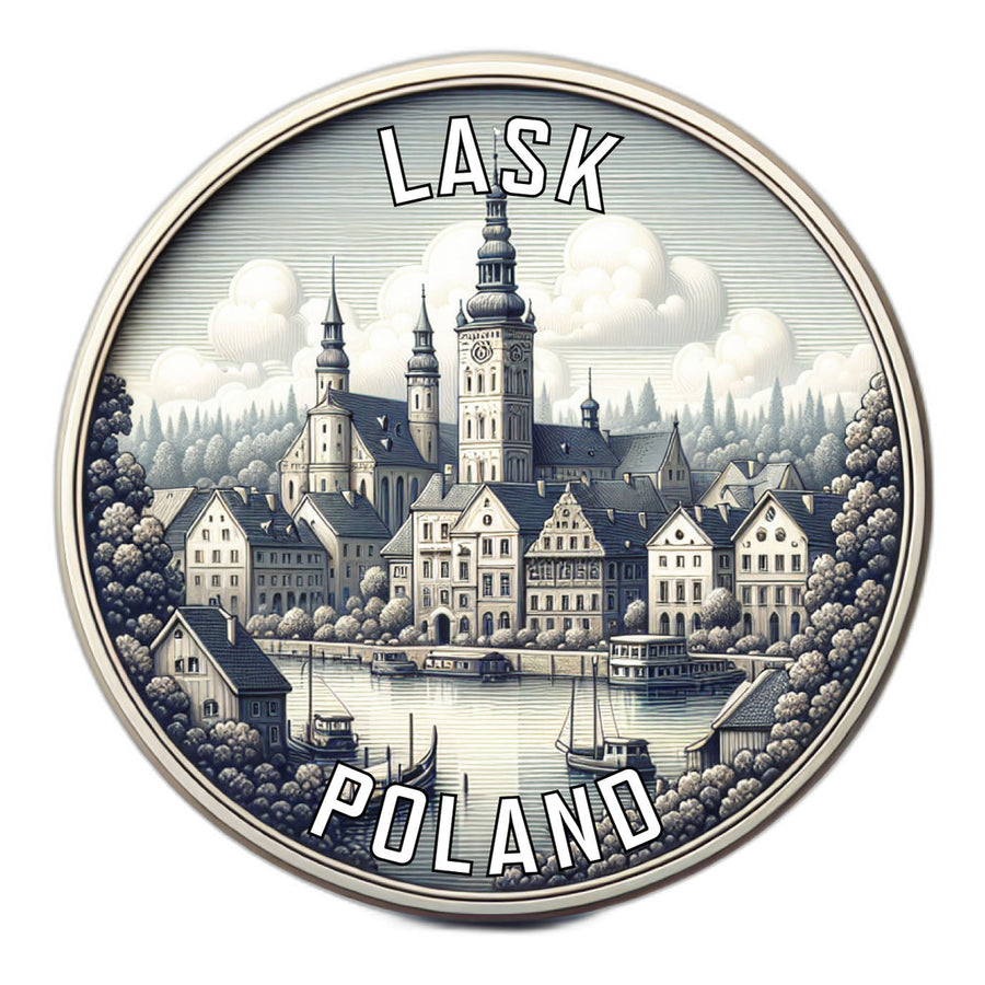 Lask Poland Souvenir Die Cut Flat Magnet Image 1