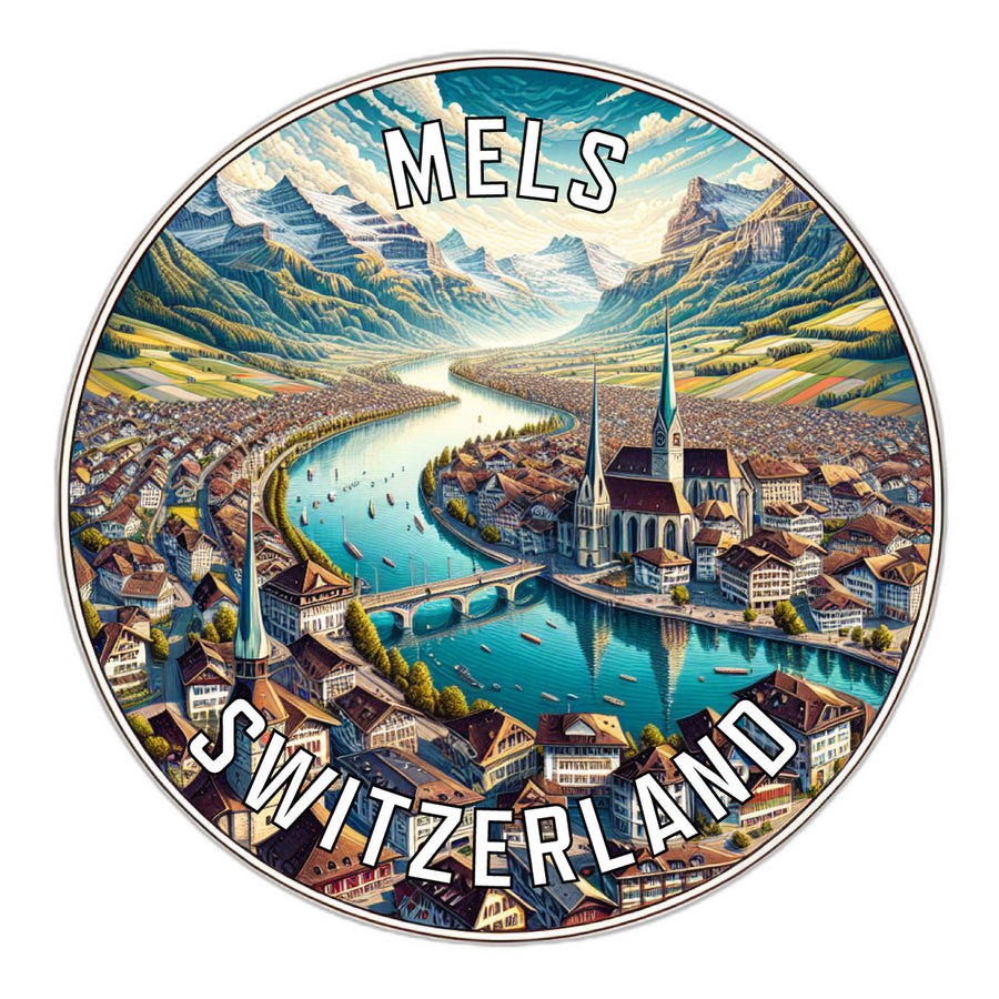 Mels Switzerland Souvenir Die Cut Flat Magnet Image 1