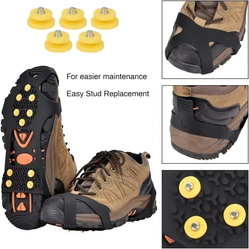 2pcs Anti-Slip Snow Grips with 10 Steel Studs for Ice Snow Traction Image 2