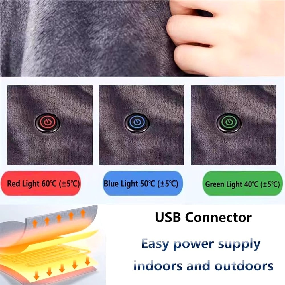 USB Wearable Electric Heating Blanket Shawl 3 Levels Fast Heating Image 4