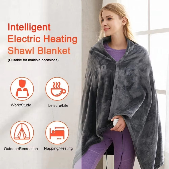 USB Wearable Electric Heating Blanket Shawl 3 Levels Fast Heating Image 4