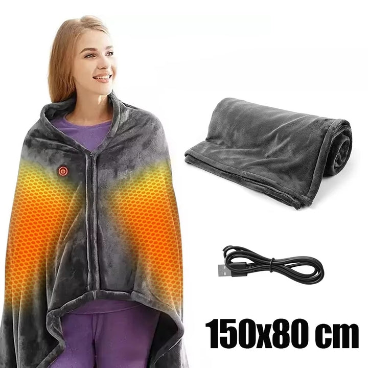 USB Wearable Electric Heating Blanket Shawl 3 Levels Fast Heating Image 7