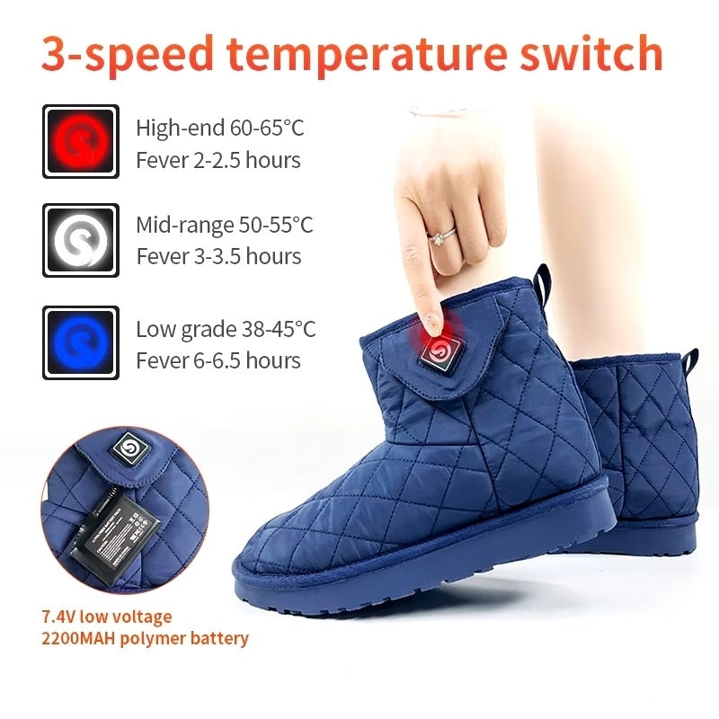 Rechargeable Heated Winter Boots for Men and Women  Battery-Powered Ski and Indoor Shoes Image 1