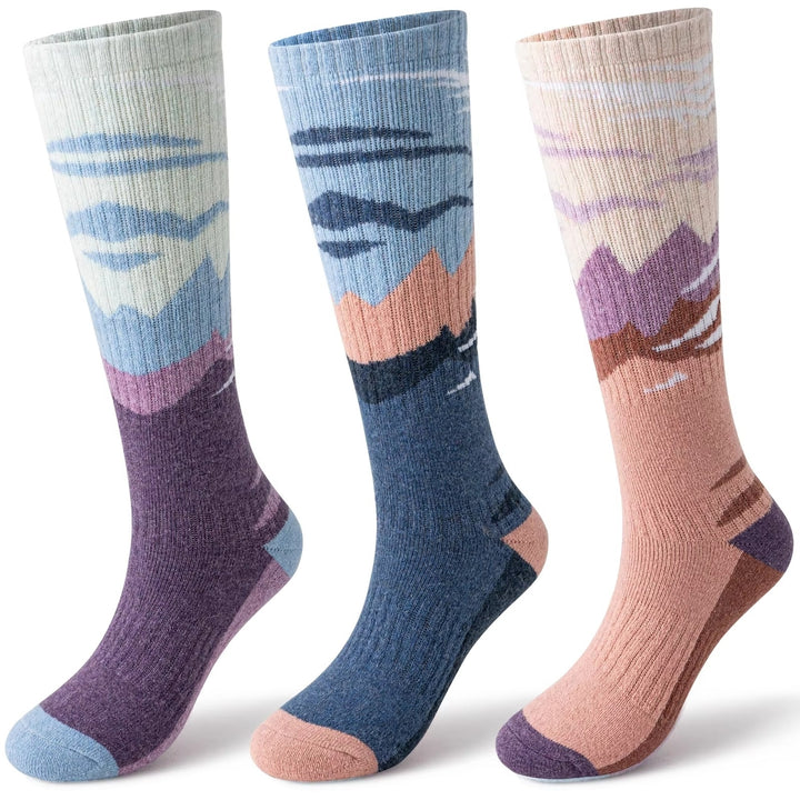 3 Pairs Merino Wool Ski Socks  Warm Winter Knee-High Socks for Men and Women Image 1