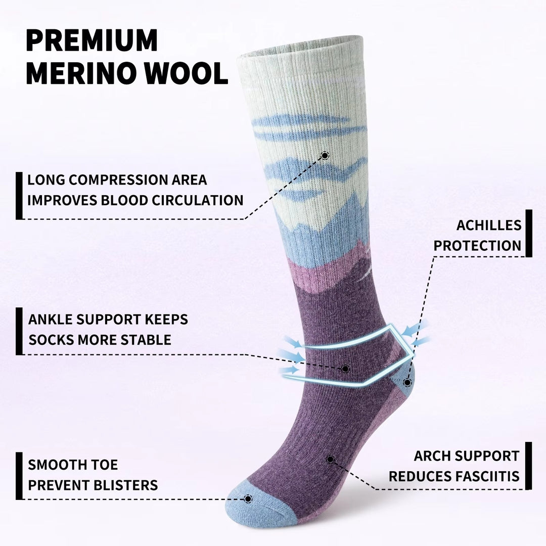 3 Pairs Merino Wool Ski Socks  Warm Winter Knee-High Socks for Men and Women Image 4