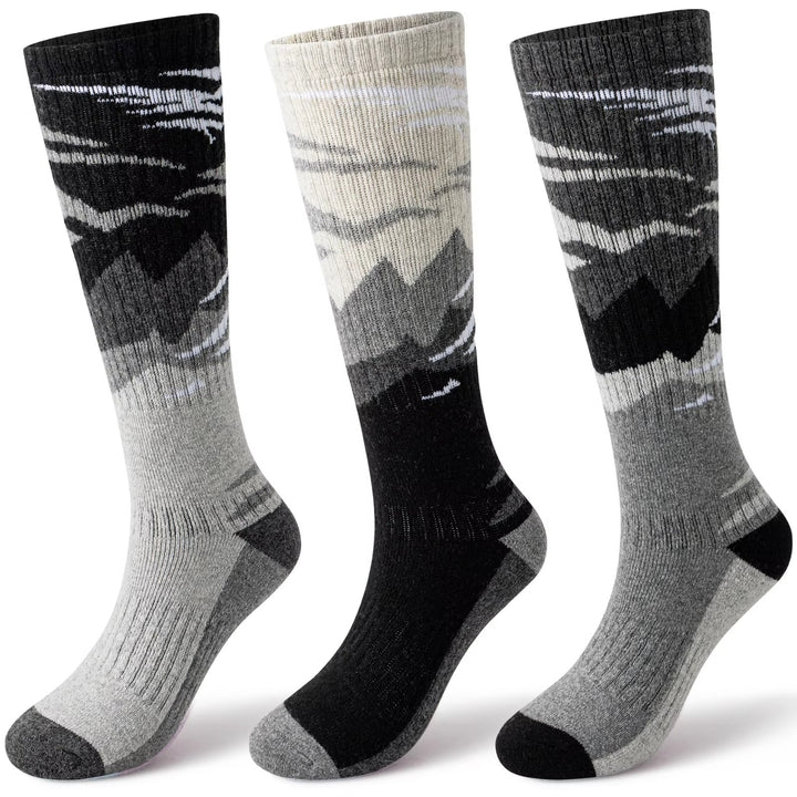 3 Pairs Merino Wool Ski Socks  Warm Winter Knee-High Socks for Men and Women Image 7