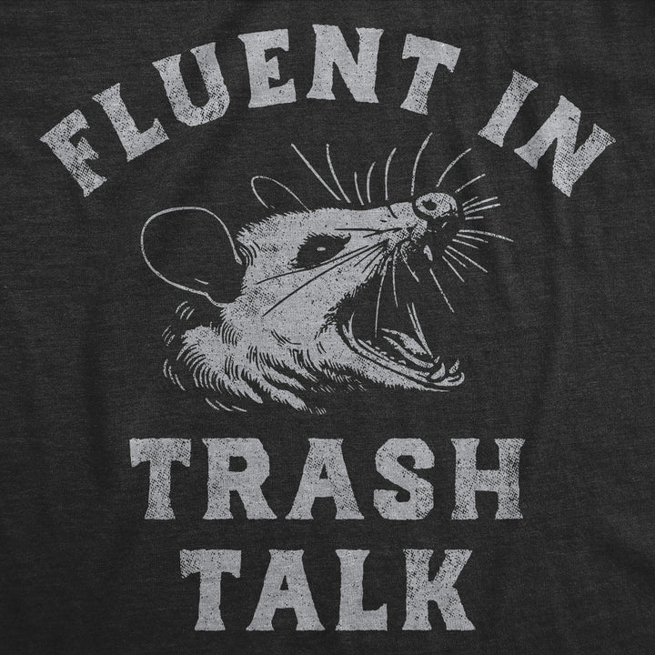 Womens Funny T Shirts Fluent In Trash Talk Sarcastic Possum Graphic Tee For Ladies Image 2