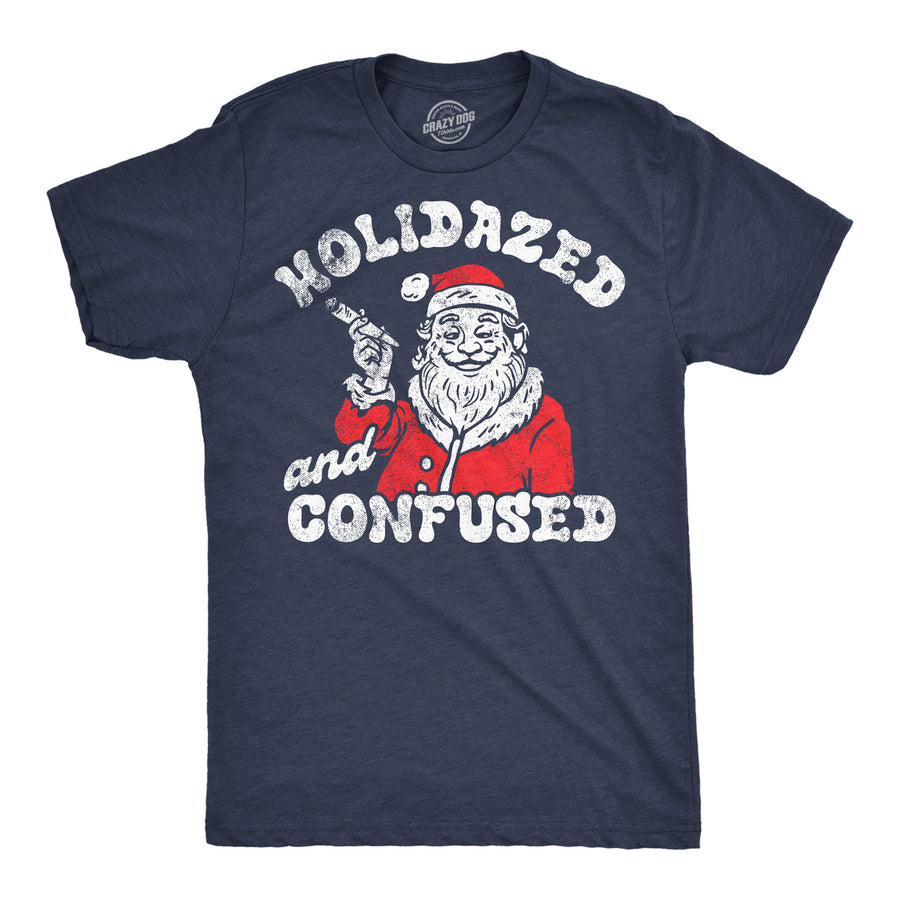 Mens Funny T Shirts Holidazed And Confused Sarcastic 420 Xmas Graphic Tee For Men Image 1