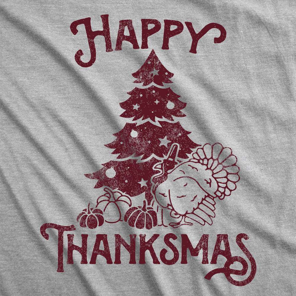 Womens Funny T Shirts Happy Thanksmas Sarcastic Thanksgiving Christmas Graphic Tee For Ladies Image 2