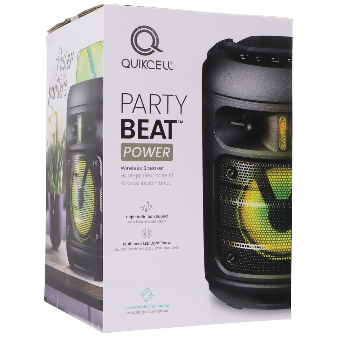 Quikcell Party Beat Power Series Wireless Speaker with LED Lights - Black Image 1