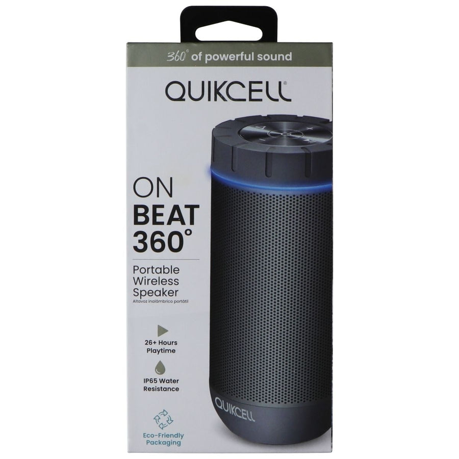 Quikcell OnBeat 360 Splash Proof Portable Wireless Speaker - Gray Image 1