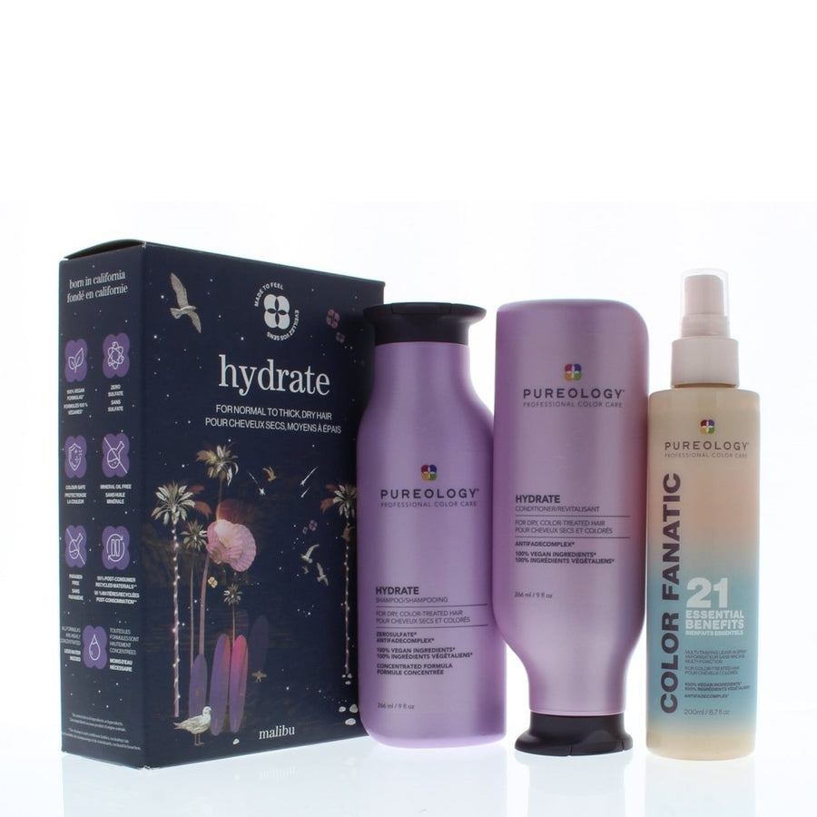 Pureology Hydrate 3 Piece Kit (Includes: Shampoo 9oz Conditioner 9oz Color Fanatic 21 Leave-In Spray 6.7oz) Image 1