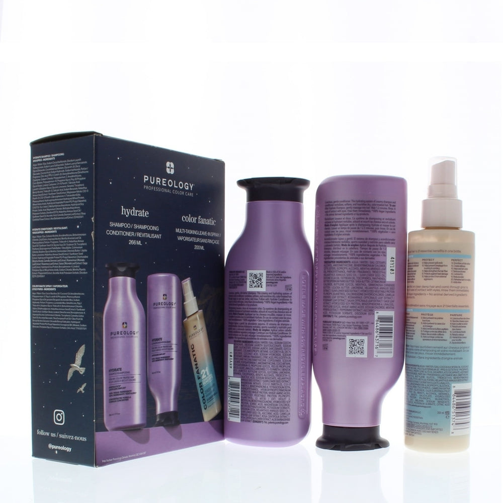 Pureology Hydrate 3 Piece Kit (Includes: Shampoo 9oz Conditioner 9oz Color Fanatic 21 Leave-In Spray 6.7oz) Image 2