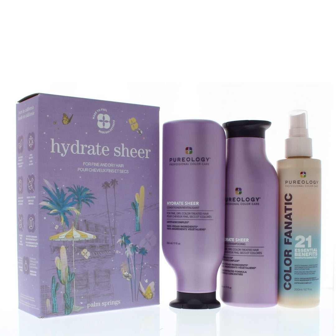 Pureology Hydrate Sheer 3 Piece Kit (Includes: Shampoo 9oz Conditioner 9oz Color Fanatic 21 Leave-In Spray 6.7oz) Image 1