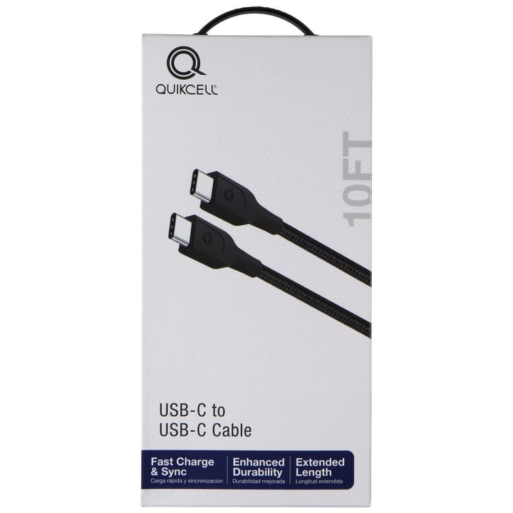 Quikcell 10ft Braided USB-C to USB-C Cable - Black Image 1