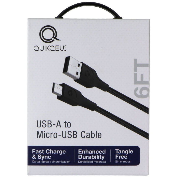 Quikcell 6ft Braided USB-A to Micro-USB Charging Cable - Black Image 1