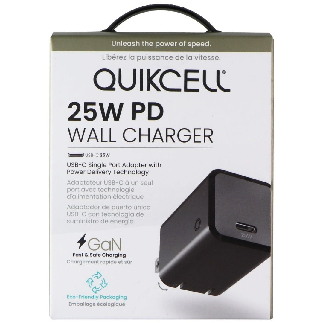 Quikcell (25W) PD Wall Charger USB-C Single Port Adapter (GaN Charging) - Black Image 1