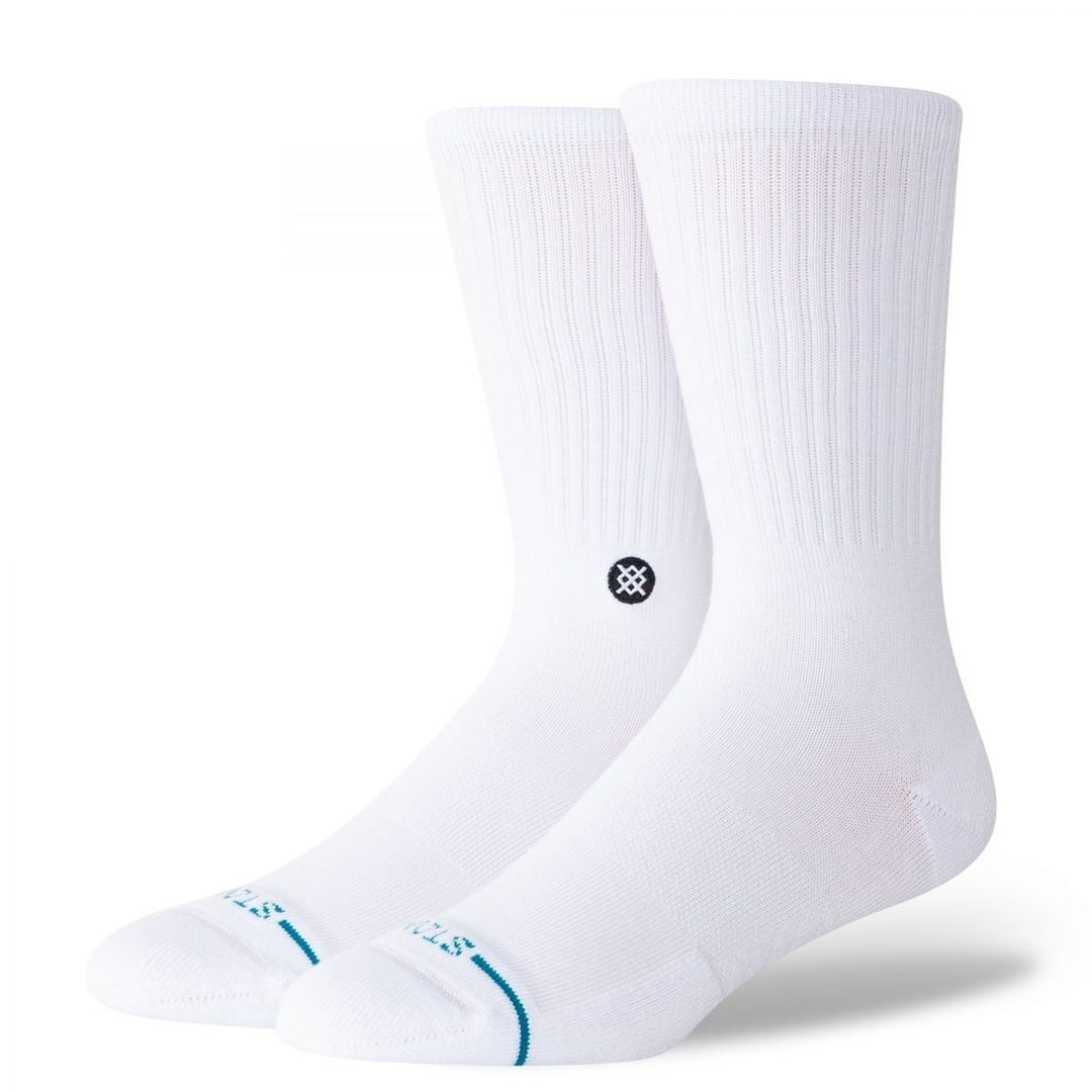 Stance Icon Classic Crew Socks Mens White Black Size Fit No 556 Cotton Blend Image 1