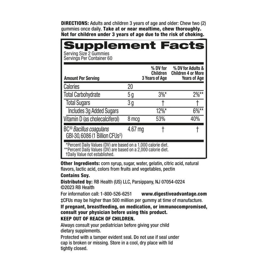 Schiff Digestive Advantage Probiotic 120 Gummies Image 3