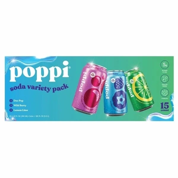 Poppi Prebiotic Soda Fall Variety Pack 12 Fluid Ounce (Pack of 15) Image 1