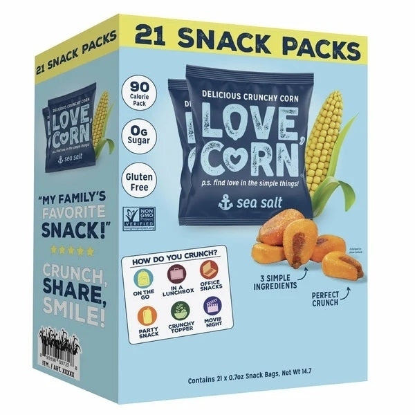 Love Corn Snack Packs Sea Salt 0.7 Ounce (Pack of 21) Image 2