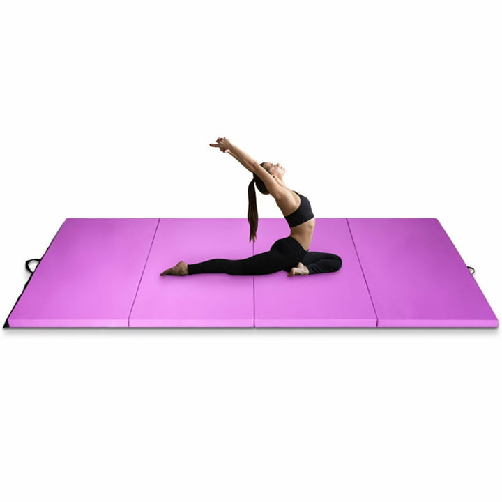 Hommoo Gymnastics Mat Exercise Tumbling Mat,4 x 10 x 2" Folding Gymnastics Tumbling Gym Mat-Pink Image 1