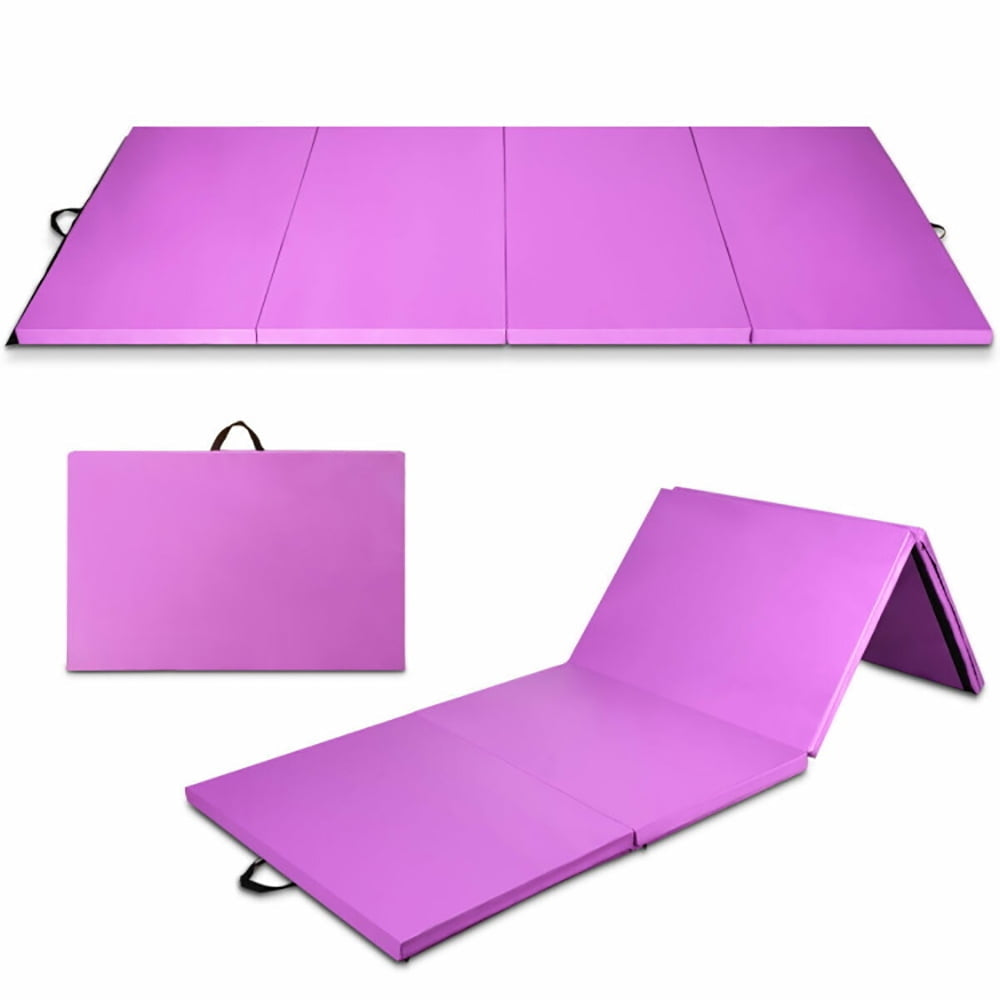 Hommoo Gymnastics Mat Exercise Tumbling Mat,8 x 4 Feet Folding Gymnastics Tumbling Mat-Purple Image 1