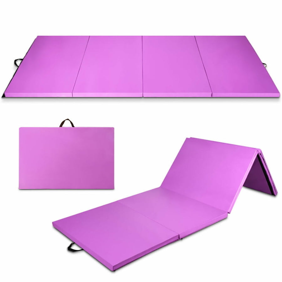 Hommoo Gymnastics Mat Exercise Tumbling Mat,8 x 4 Feet Folding Gymnastics Tumbling Mat-Purple Image 1