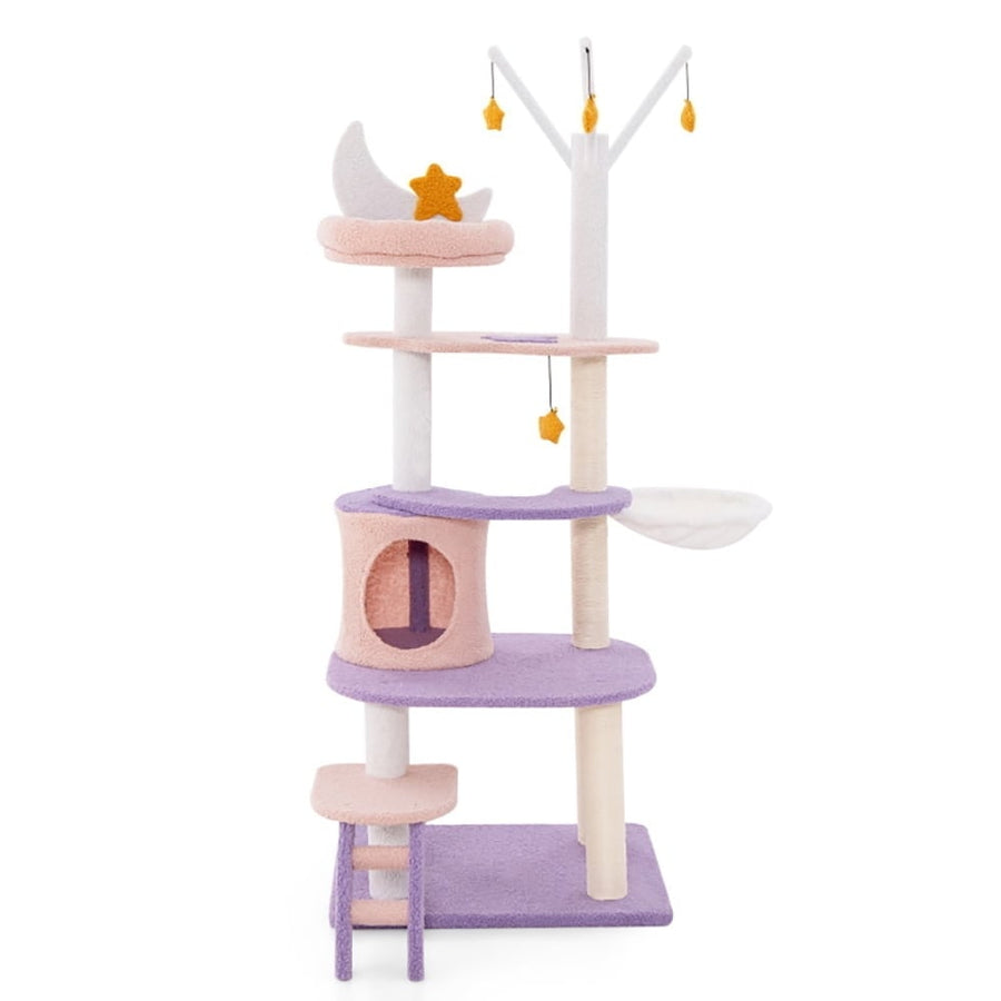 Hommoo Cat Tower Cat Tree for Indoor Cats Multi-level Cat Tower with Sisal Covered Scratching Posts-M Image 1