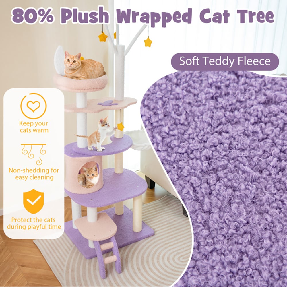 Hommoo Cat Tower Cat Tree for Indoor Cats Multi-level Cat Tower with Sisal Covered Scratching Posts-M Image 2