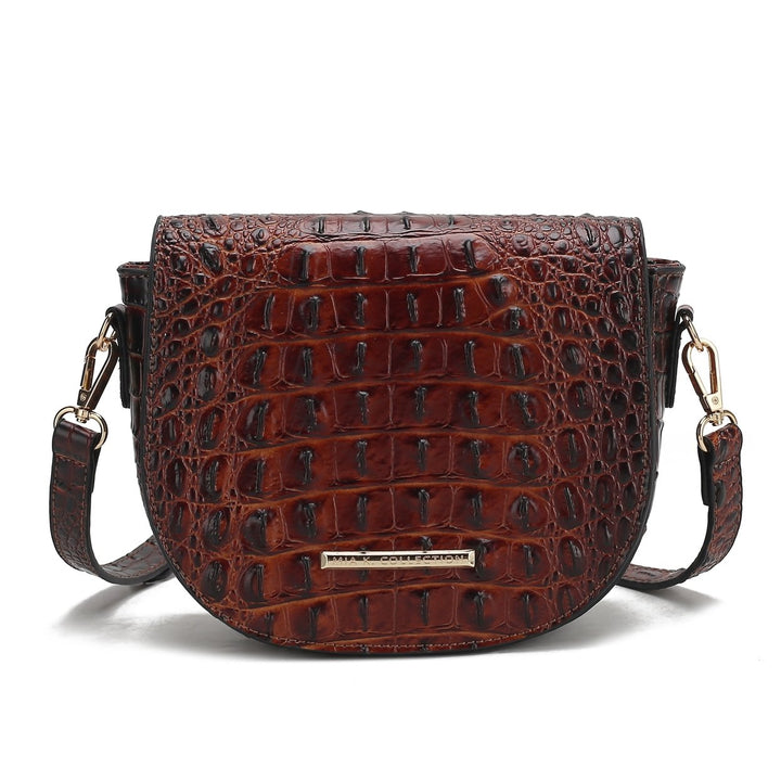 Amalia Solid Croc Crossbody Bag Image 3