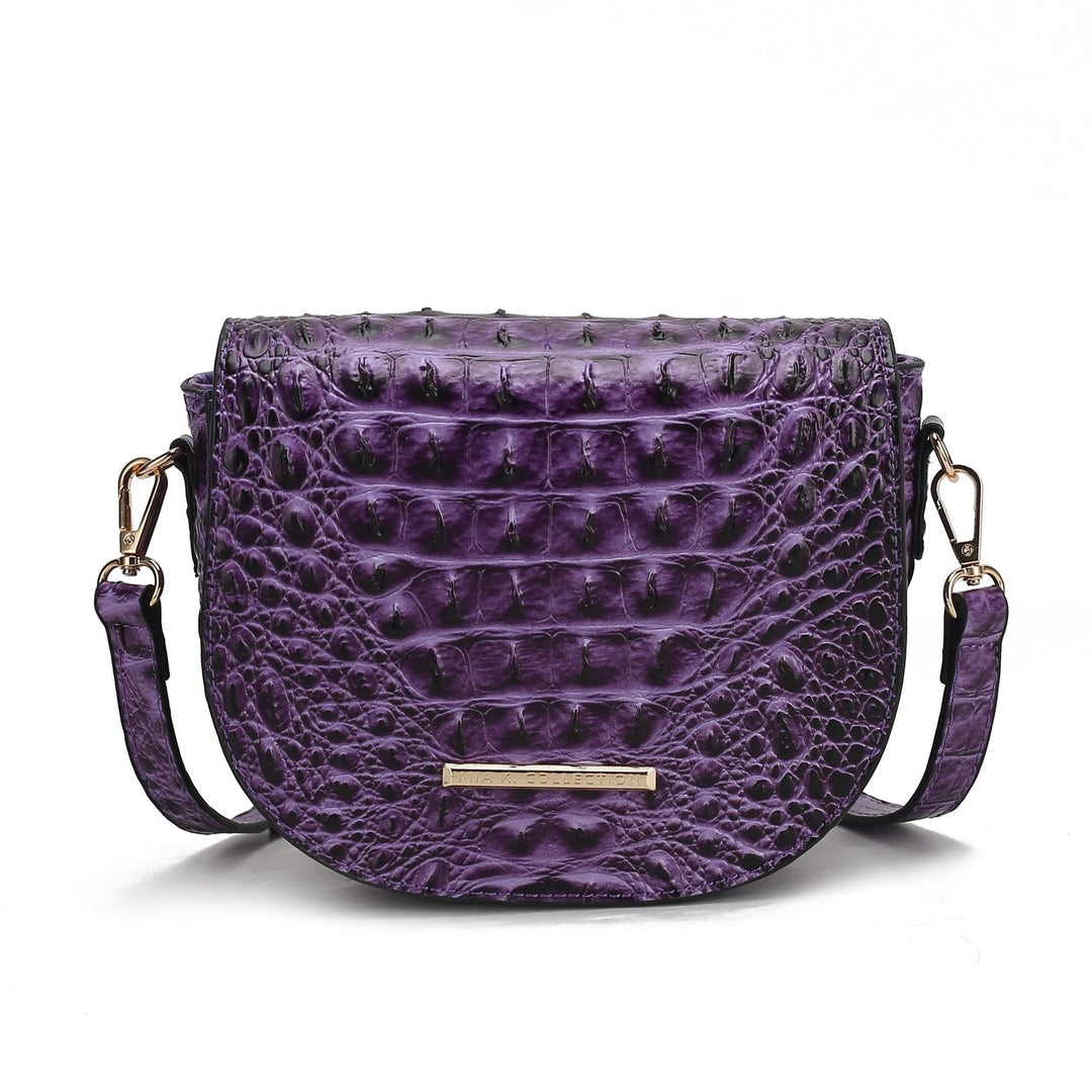 Amalia Solid Croc Crossbody Bag Image 1