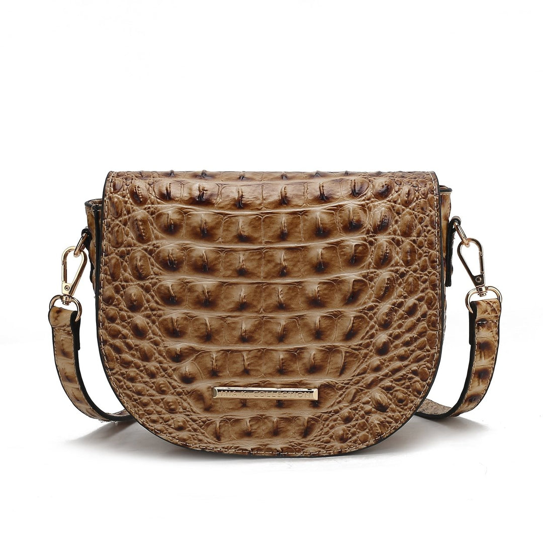 Amalia Solid Croc Crossbody Bag Image 9