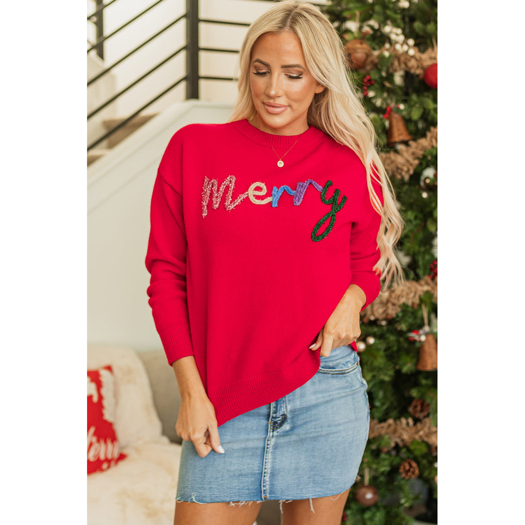 Reagan Tinsel Merry Letter Sweater Image 1