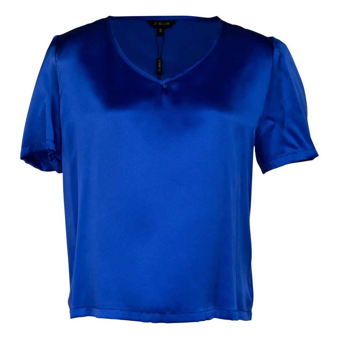 Shining V-Neck Blouse in Blue Image 1