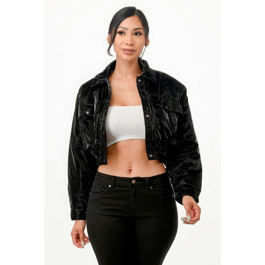 Shiny Puffer Bomber Jacket Image 1