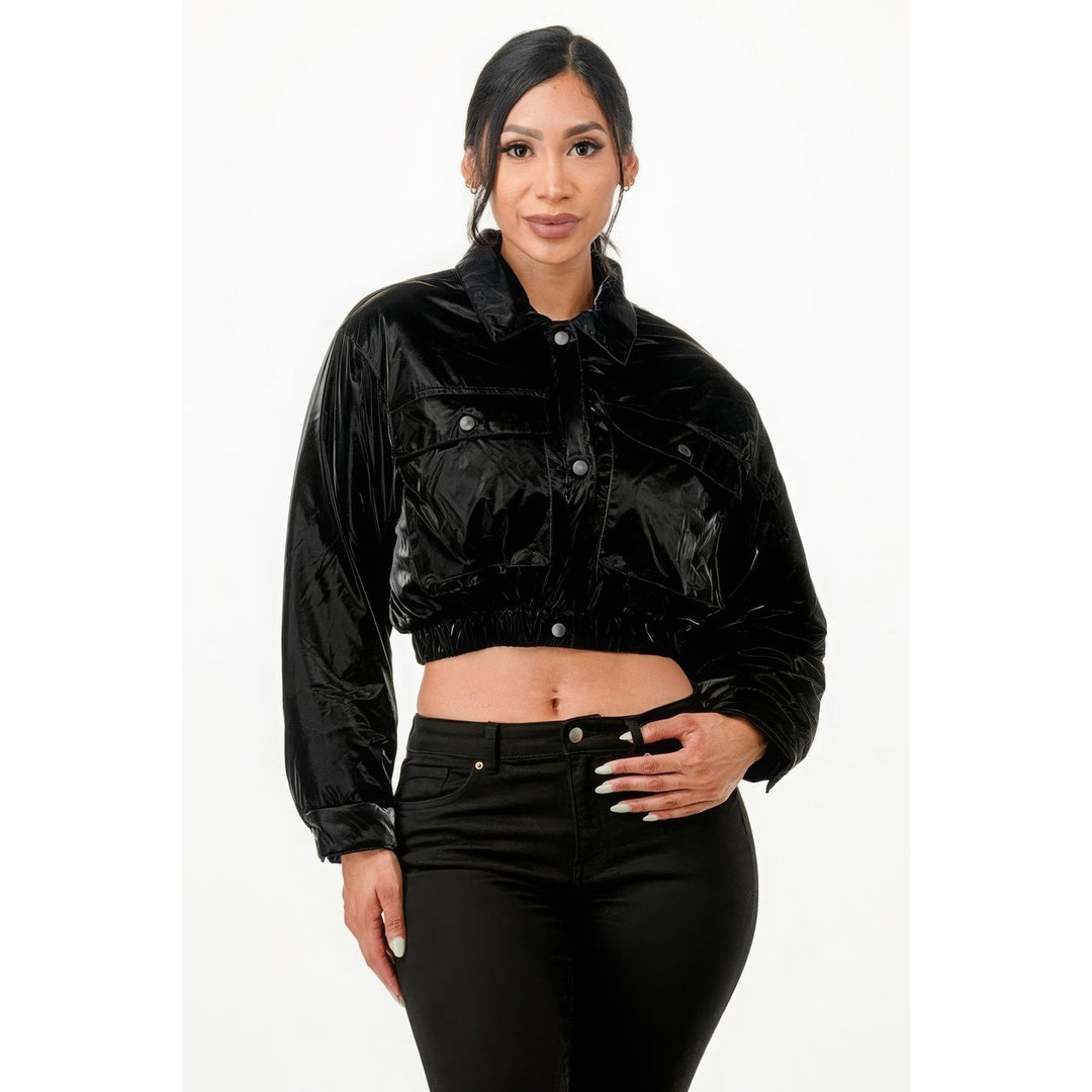 Shiny Puffer Bomber Jacket Image 2