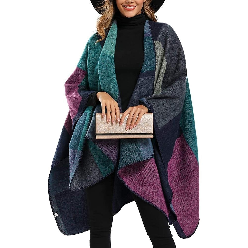 Shawl Wraps Sweater Poncho Cape Coat Christmas Gifts for Women Image 7