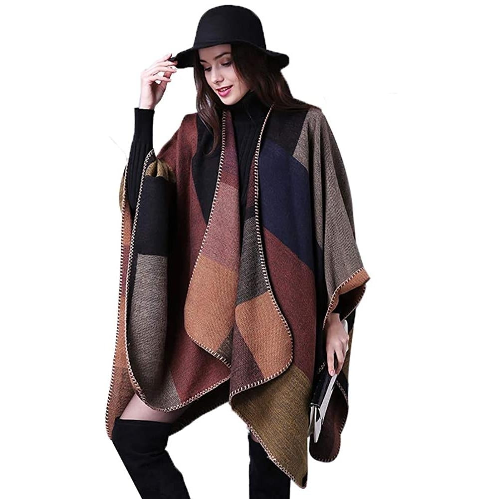 Shawl Wraps Sweater Poncho Cape Coat Christmas Gifts for Women Image 8