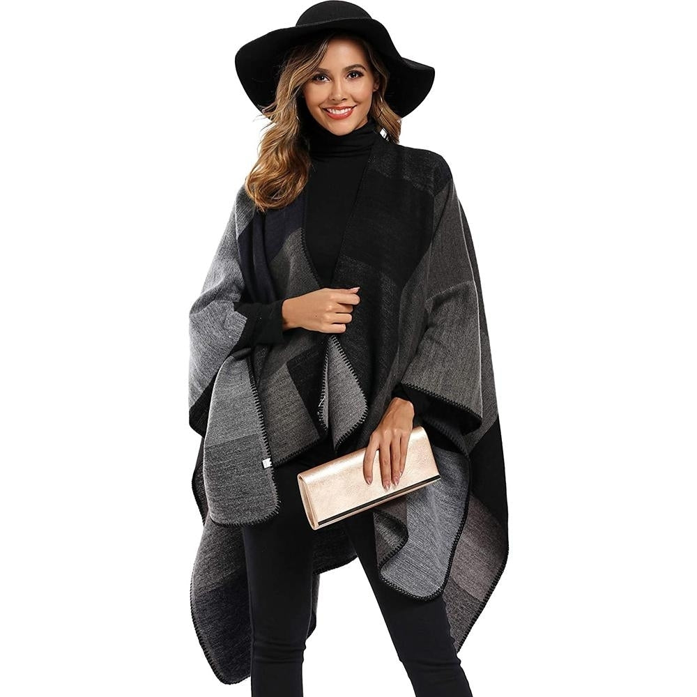 Shawl Wraps Sweater Poncho Cape Coat Christmas Gifts for Women Image 9