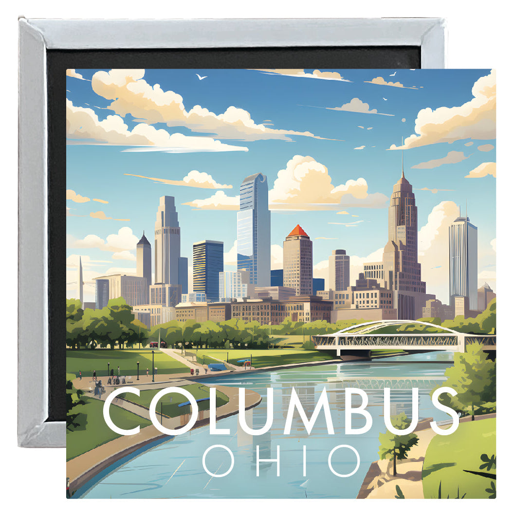 Columbus Ohio Daytime Cityscape Design Souvenir 2.5 x 2.5-Inch Fridge Magnet Image 1