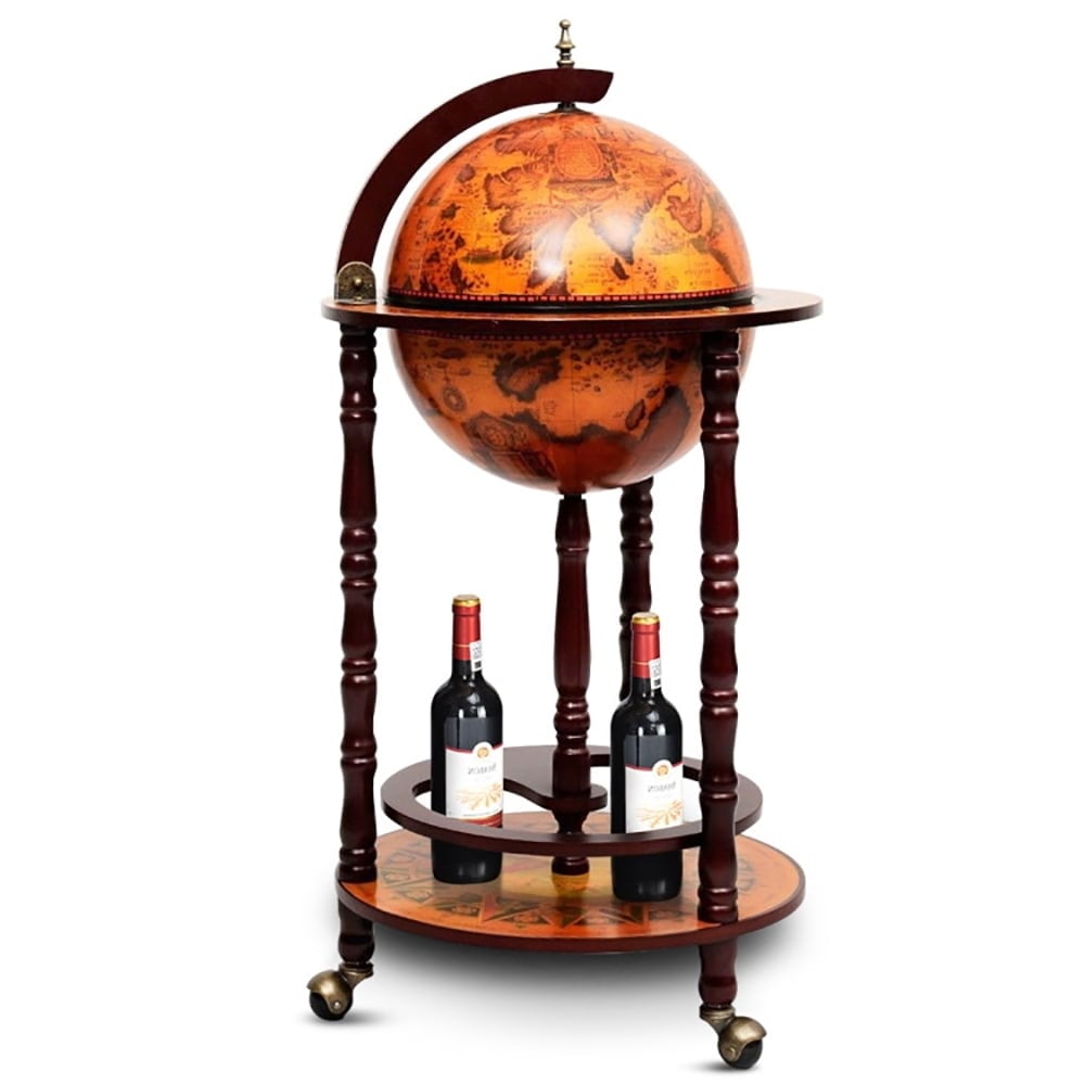 Hommoo 16th Century Wood Globe Wine Bar Stand Liquor Bottle Shelf Globe Wine Bar Stand 16th Century Italian-Style Bar Image 1