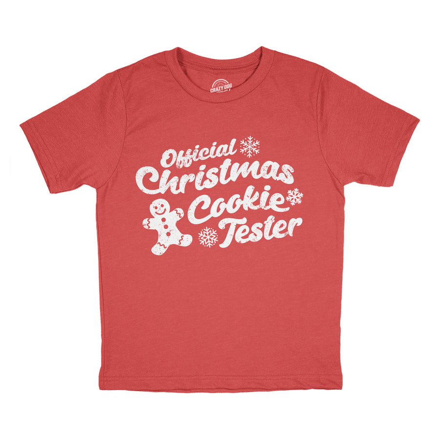 Youth Funny T Shirts Official Christmas Cookie Tester Sarcastic Xmas Graphic Tee For Kids Image 1