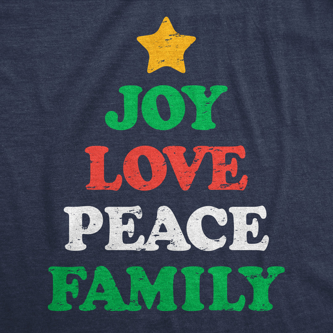 Womens Funny T Shirts Joy Peace Love Family Awesome Christmas Tree Graphic Tee For Ladies Image 2